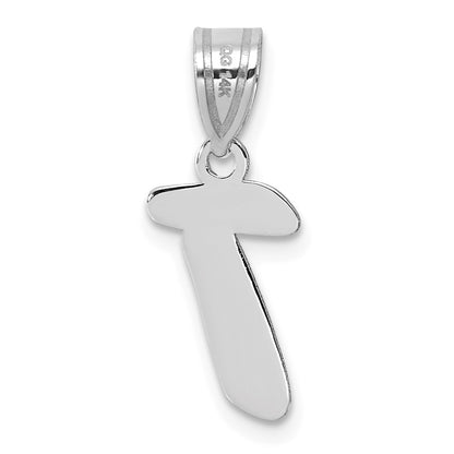 14kw Polished Script Letter T Initial Pendant