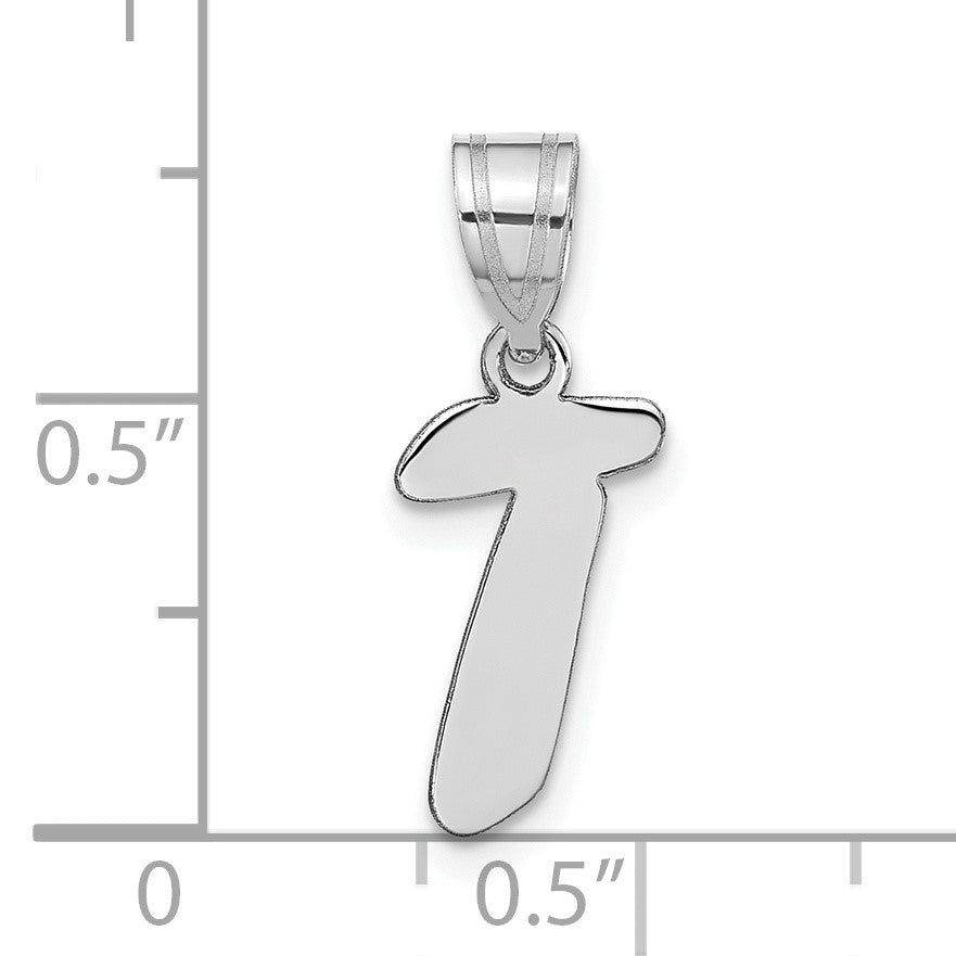 14kw Polished Script Letter T Initial Pendant