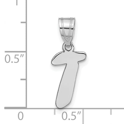 14kw Polished Script Letter T Initial Pendant