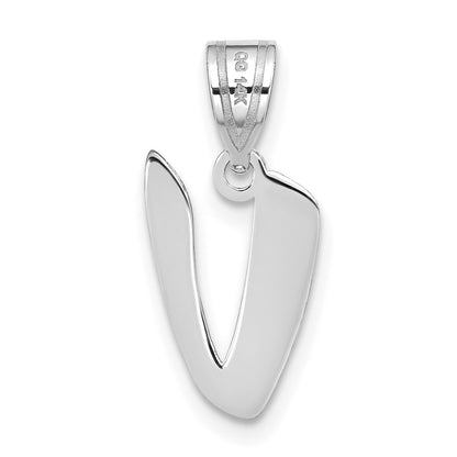14kw Polished Script Letter V Initial Pendant