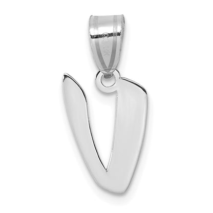 14kw Polished Script Letter V Initial Pendant