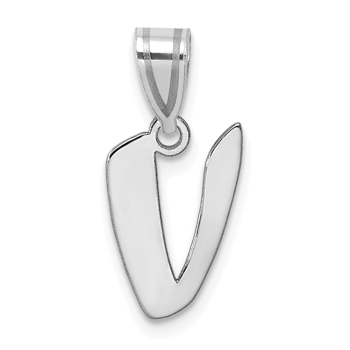 14kw Polished Script Letter V Initial Pendant
