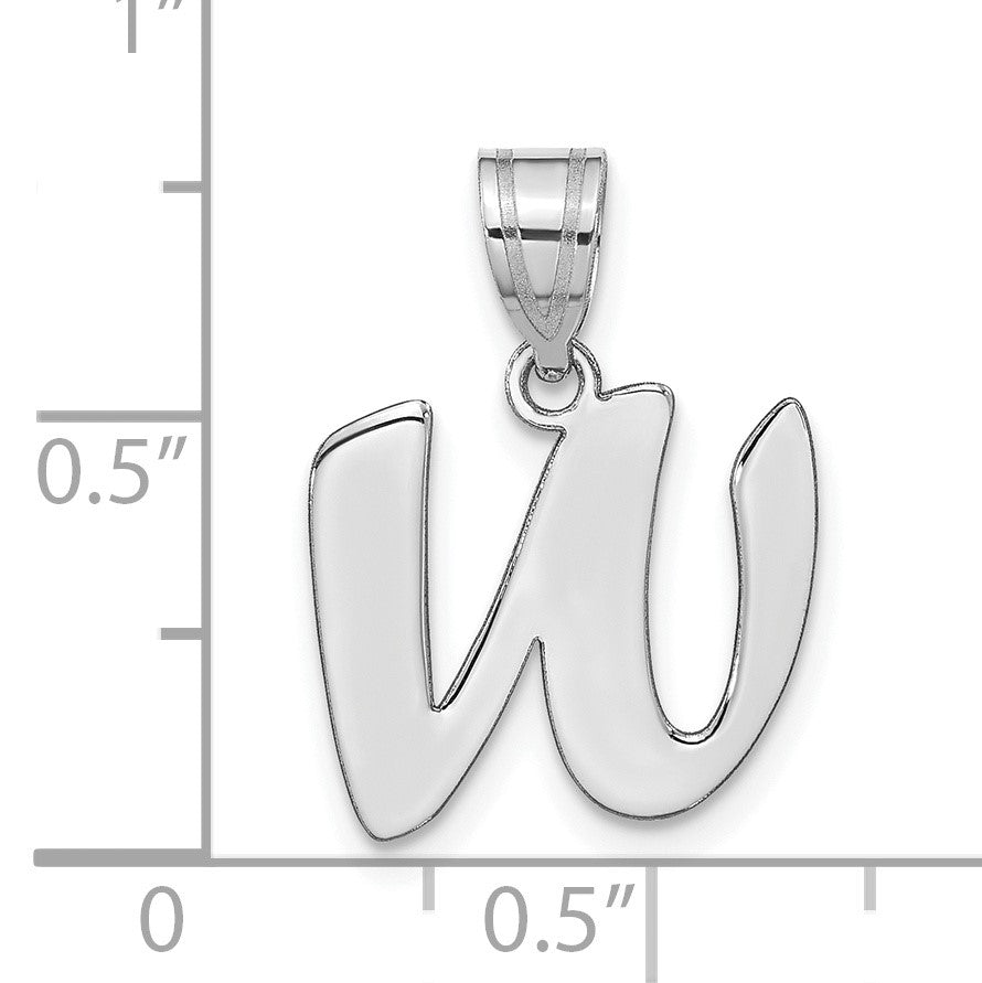 14kw Polished Script Letter W Initial Pendant