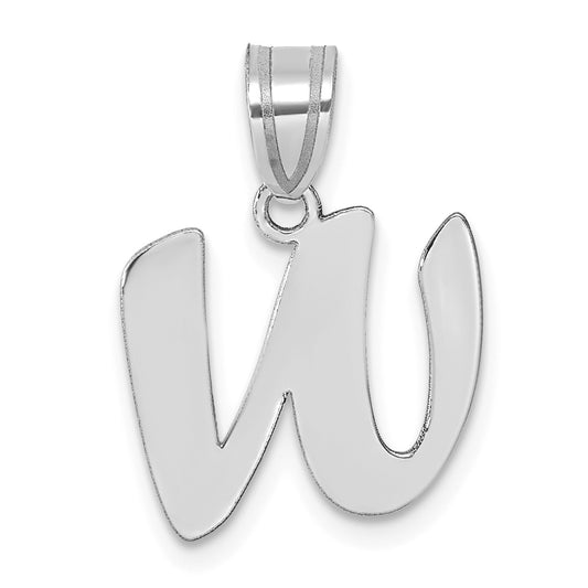 14kw Polished Script Letter W Initial Pendant