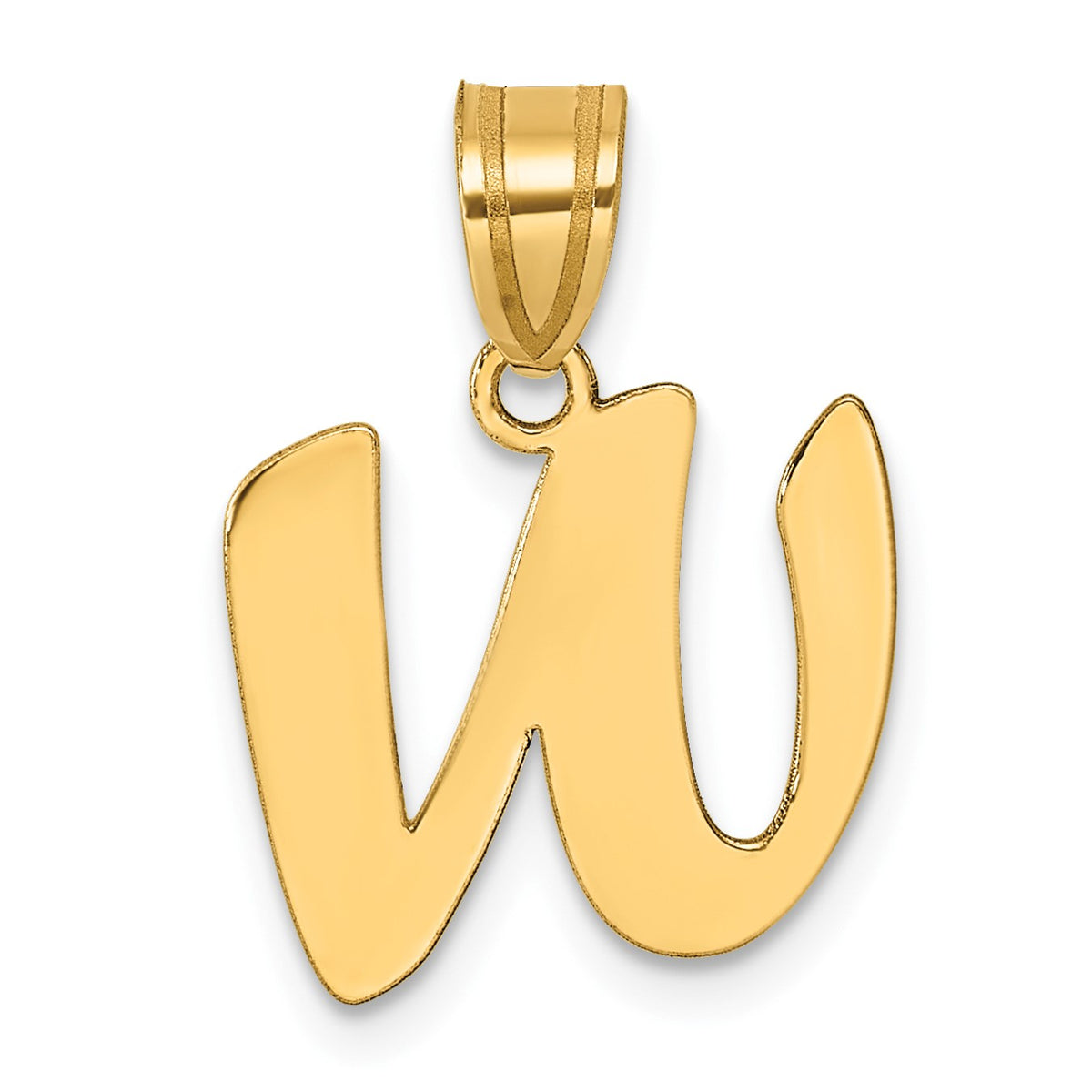 14k Polished Script Letter W Initial Pendant