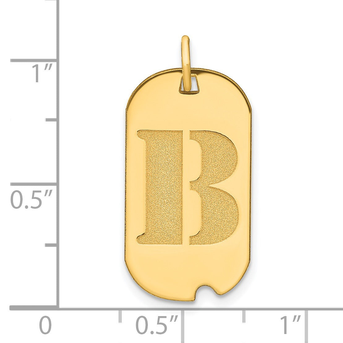 14k Polished Letter B Initial Dog Tag Pendant