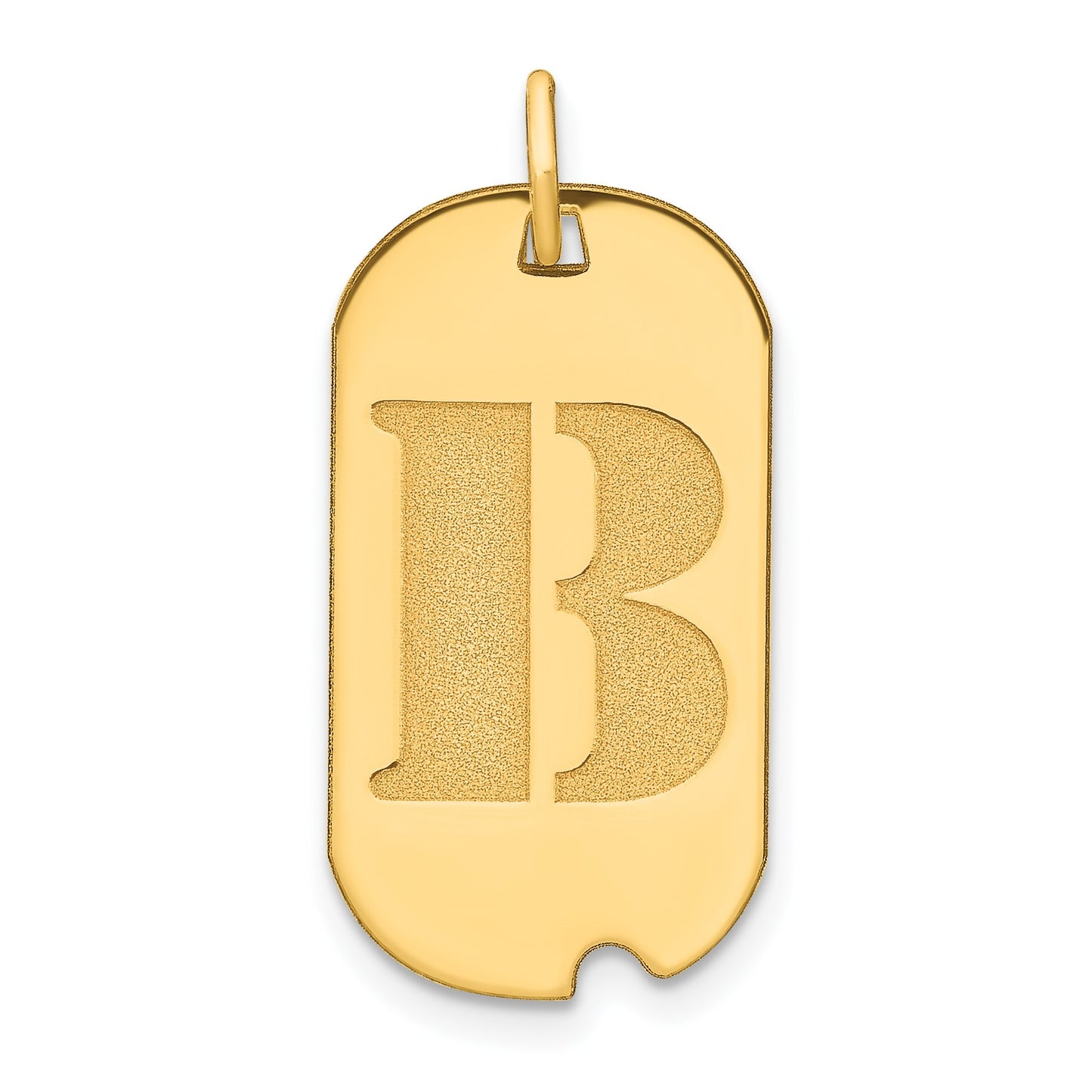 14k Polished Letter B Initial Dog Tag Pendant