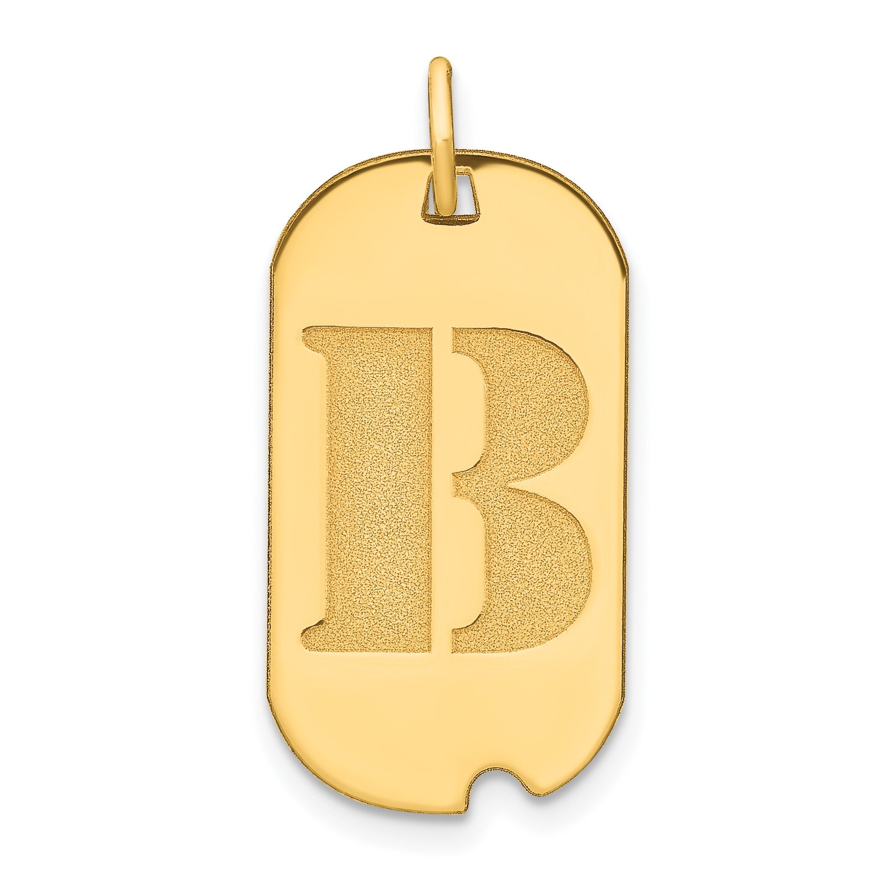 14k Polished Letter B Initial Dog Tag Pendant