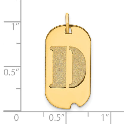 14k Polished Letter D Initial Dog Tag Pendant