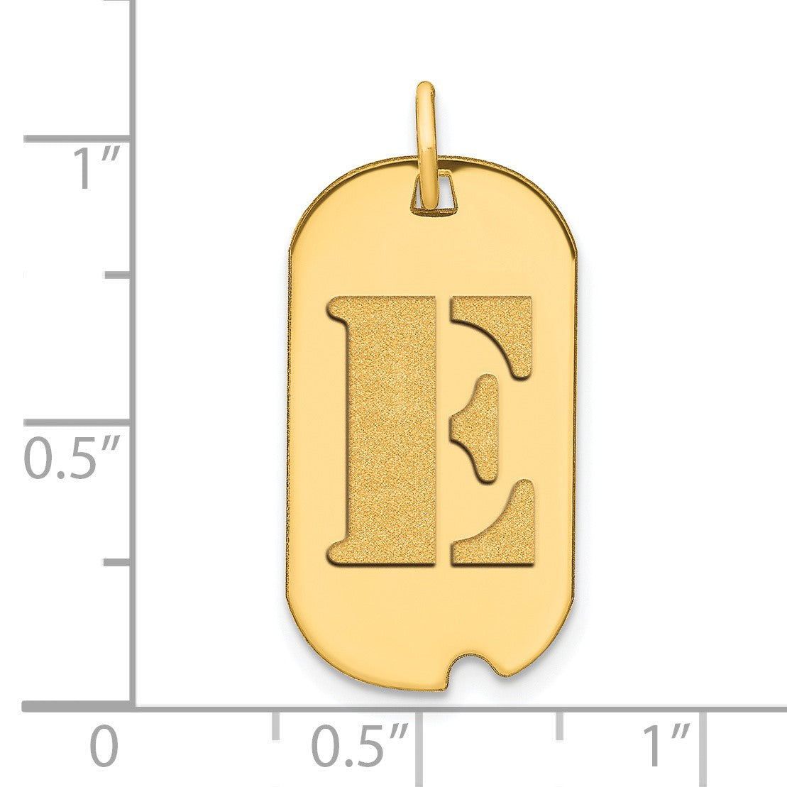 14k Polished Letter E Initial Dog Tag Pendant