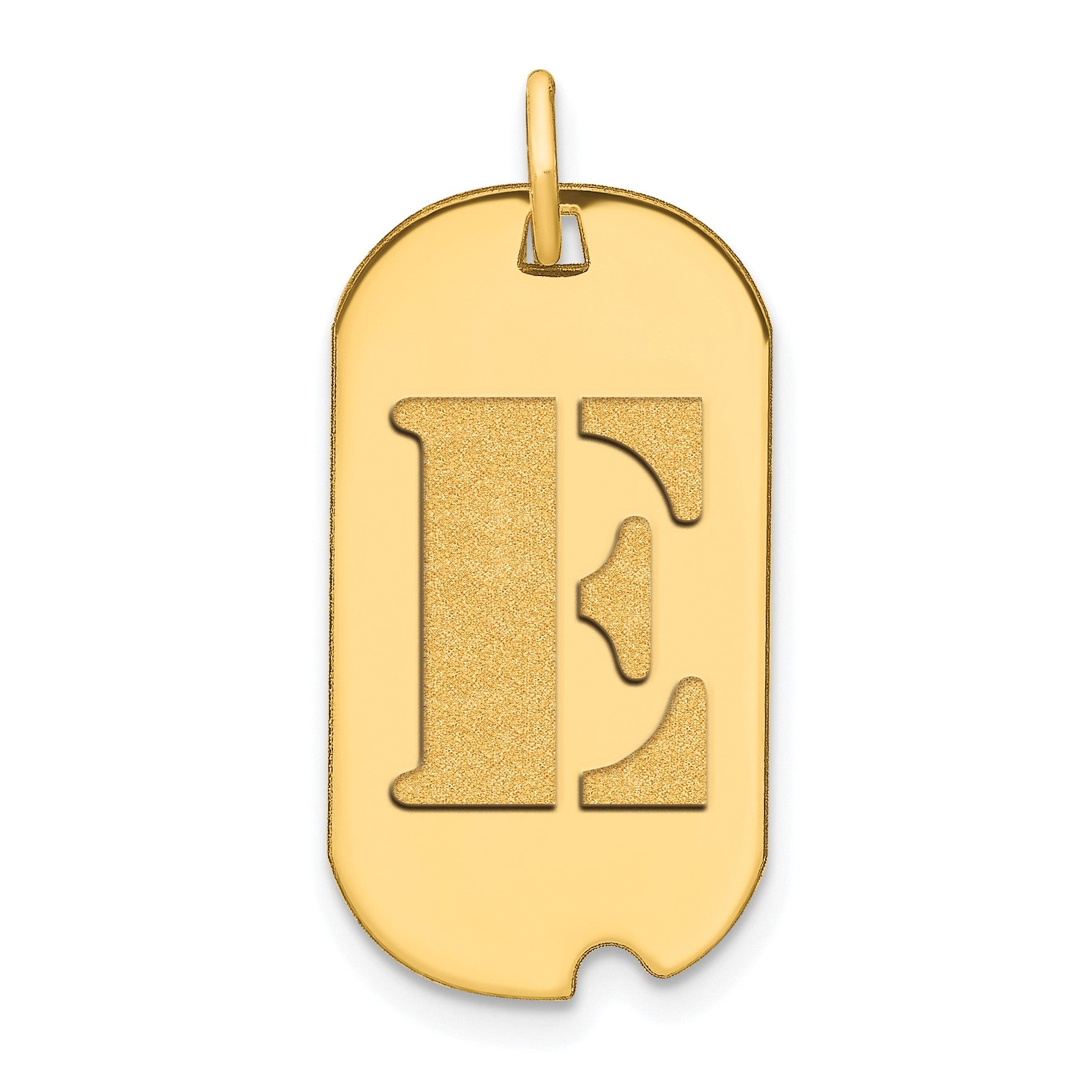 14k Polished Letter E Initial Dog Tag Pendant
