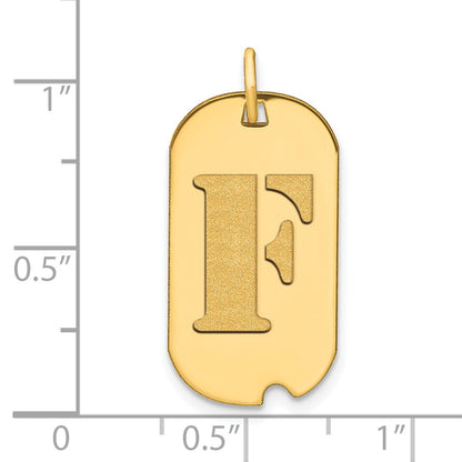 14k Polished Letter F Initial Dog Tag Pendant