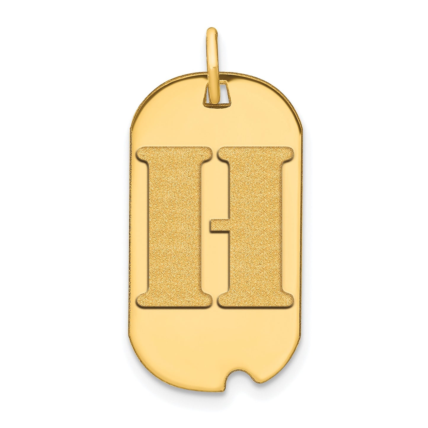 14k Polished Letter H Initial Dog Tag Pendant