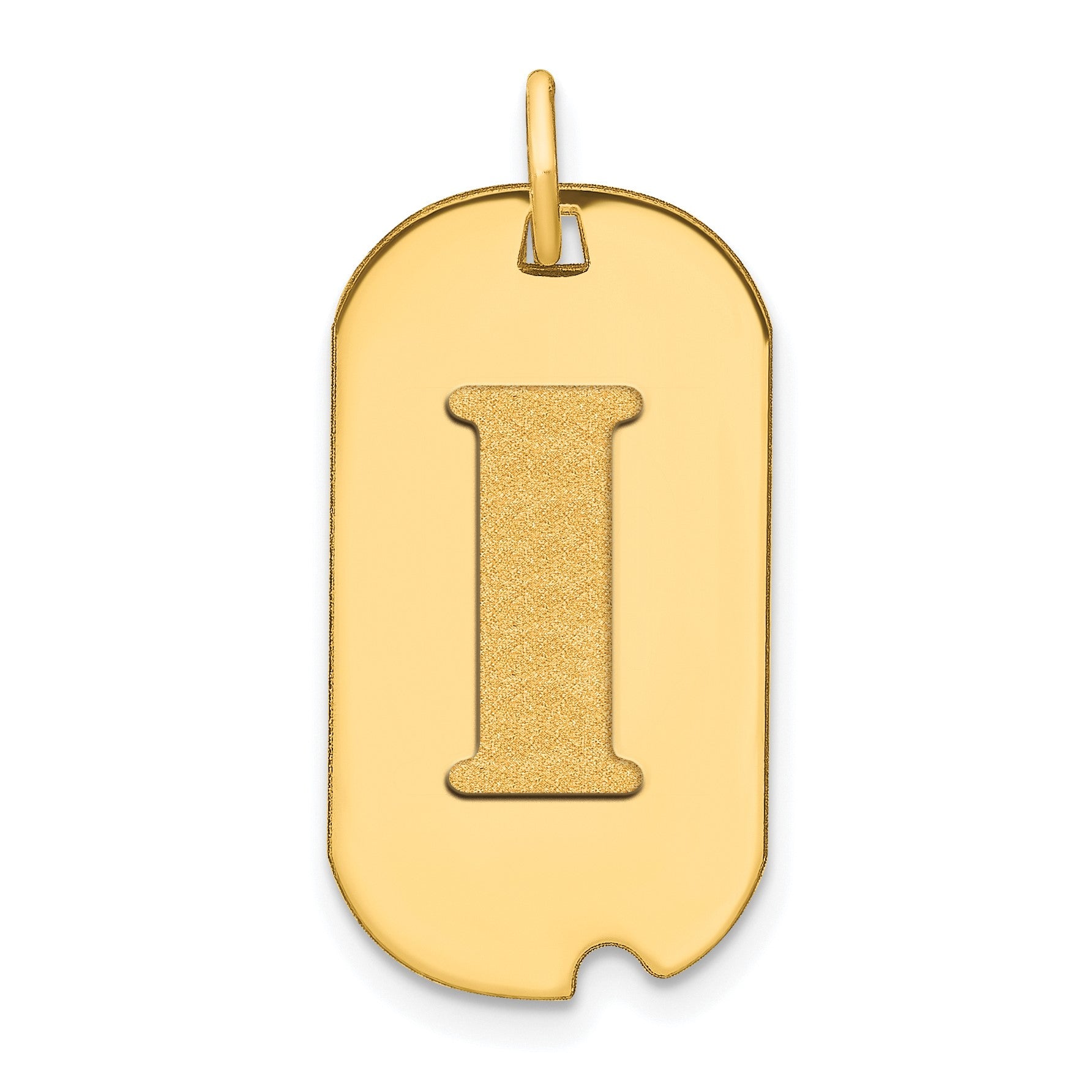14k Polished Letter I Initial Dog Tag Pendant