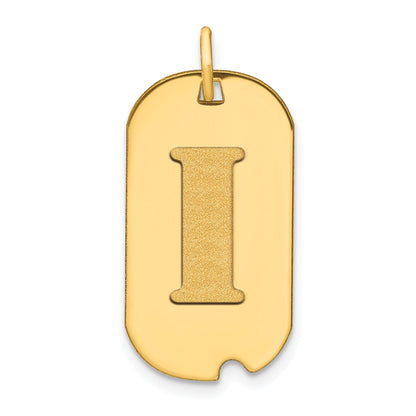 14k Polished Letter I Initial Dog Tag Pendant