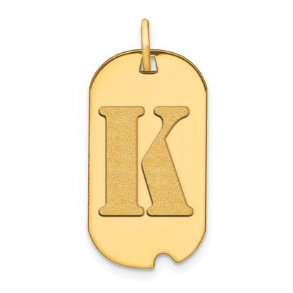 14k Polished Letter K Initial Dog Tag Pendant