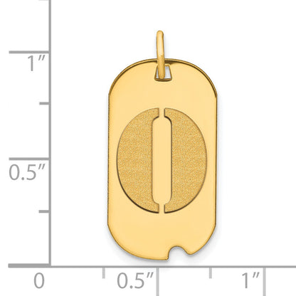 14k Polished Letter O Initial Dog Tag Pendant