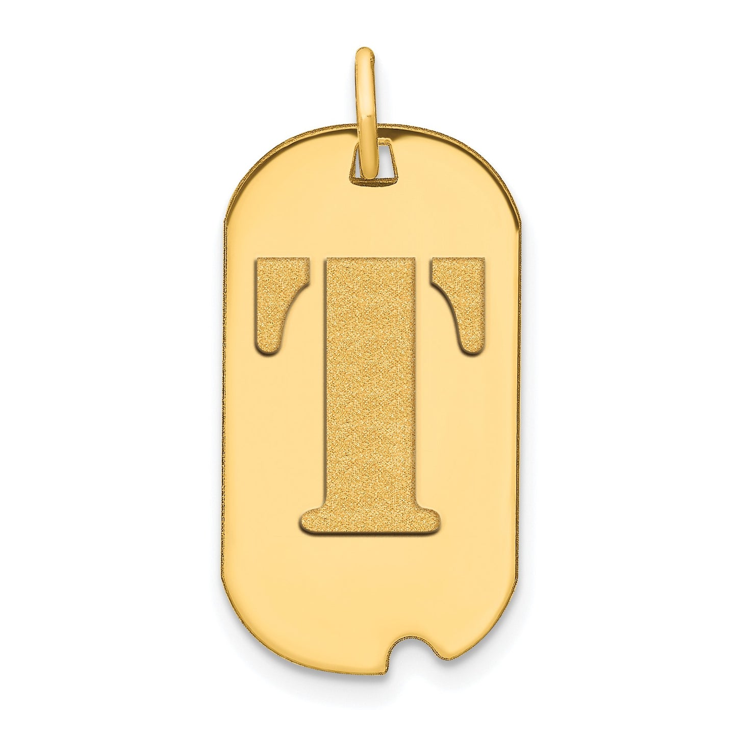 14k Polished Letter T Initial Dog Tag Pendant