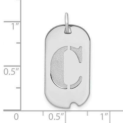 14kw Polished Letter C Initial Dog Tag Pendant