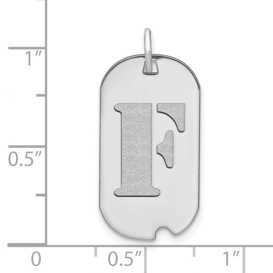 14kw Polished Letter F Initial Dog Tag Pendant