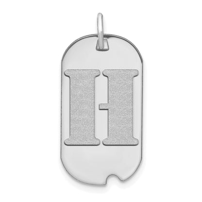14kw Polished Letter H Initial Dog Tag Pendant