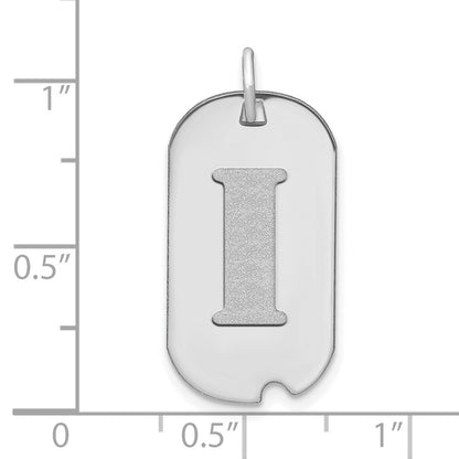 14kw Polished Letter I Initial Dog Tag Pendant