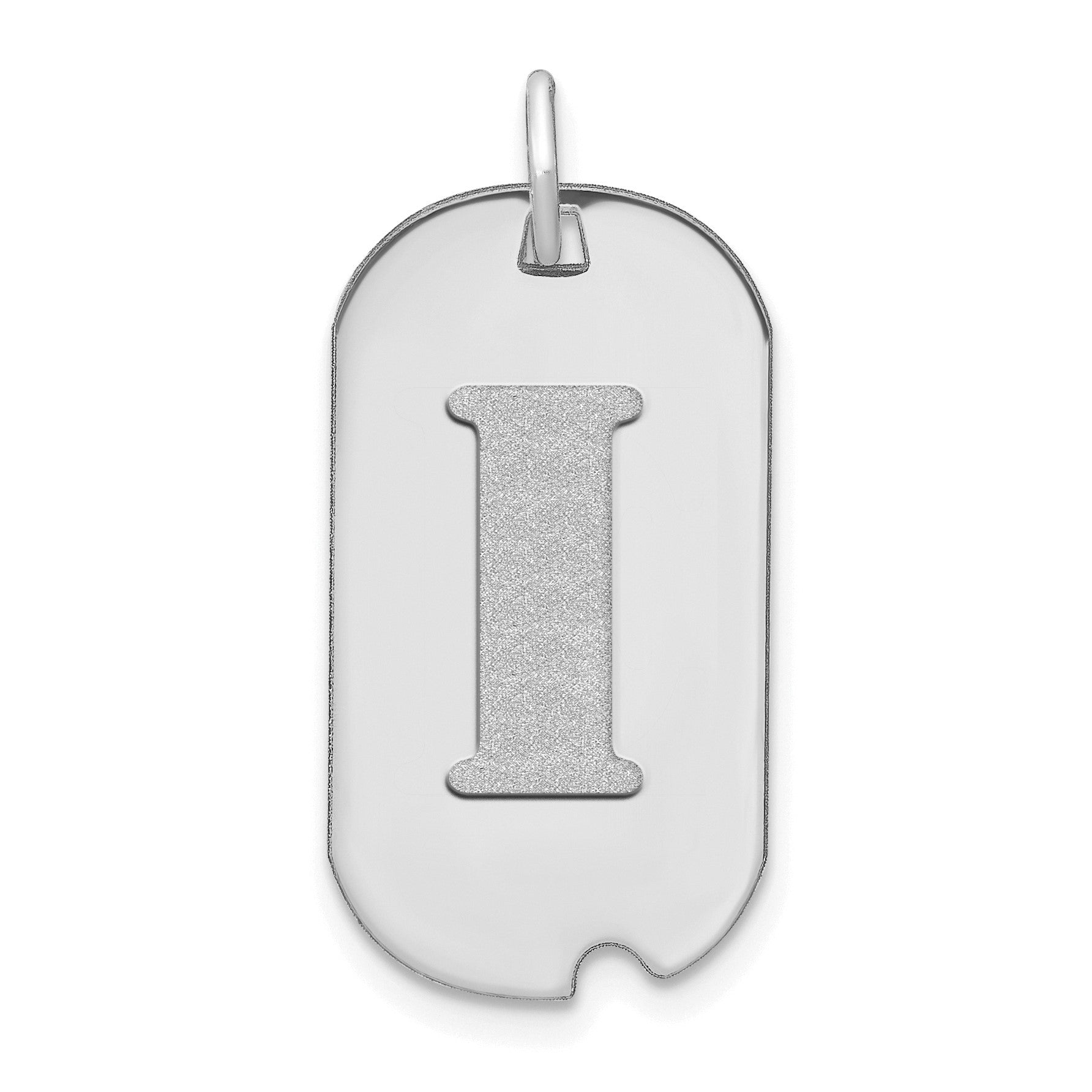 14kw Polished Letter I Initial Dog Tag Pendant