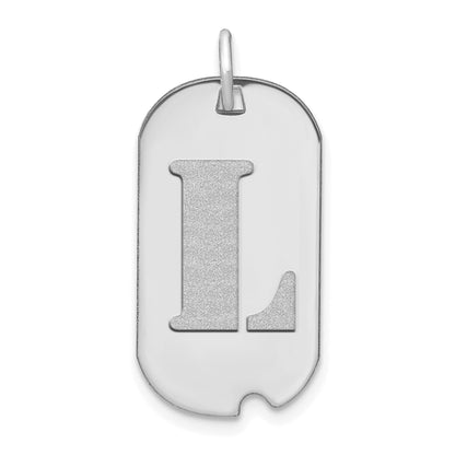 14kw Polished Letter L Initial Dog Tag Pendant