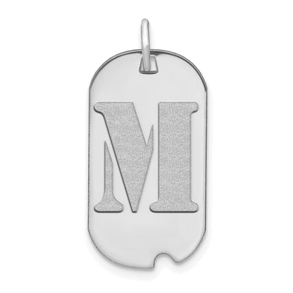 14kw Polished Letter M Initial Dog Tag Pendant