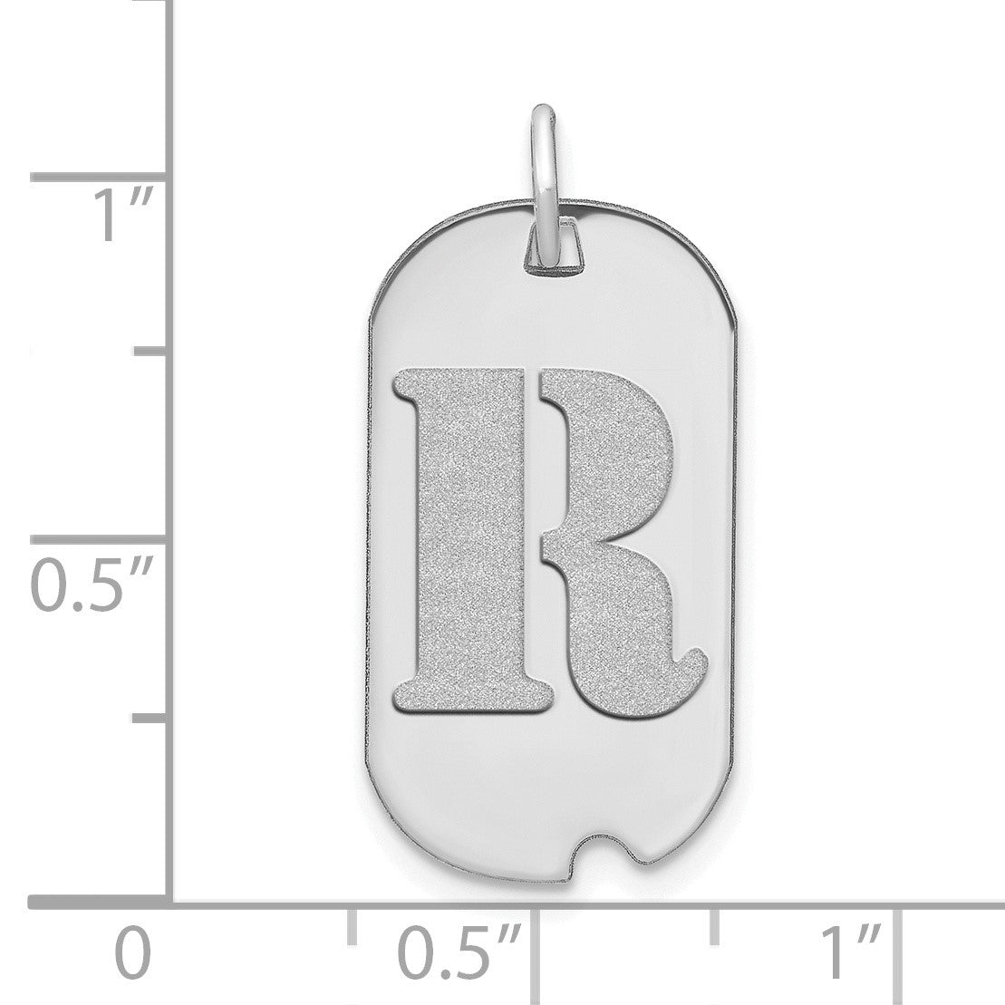 14kw Polished Letter R Initial Dog Tag Pendant