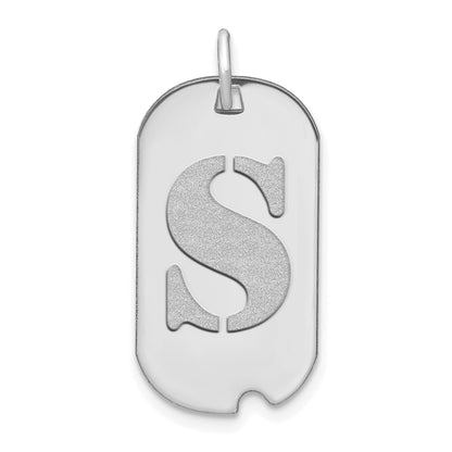 14kw Polished Letter S Initial Dog Tag Pendant