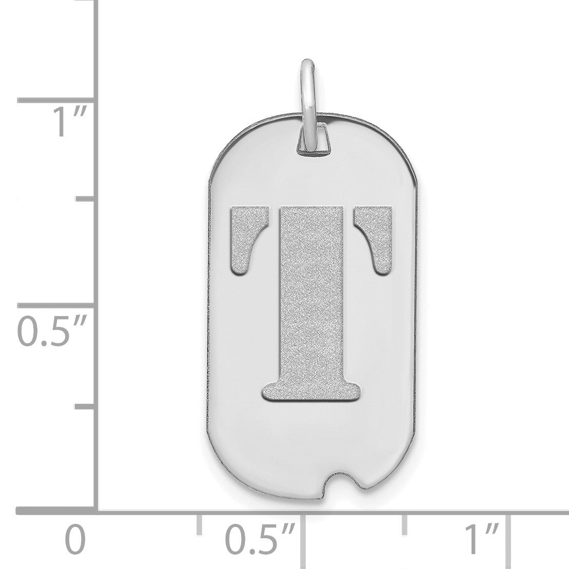 14kw Polished Letter T Initial Dog Tag Pendant