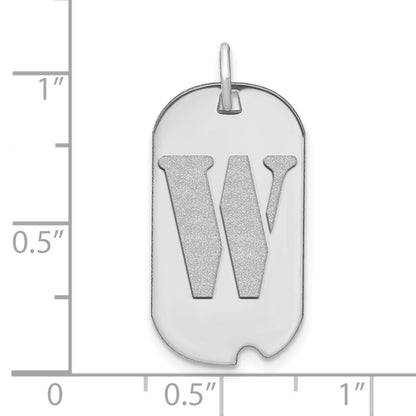 14kw Polished Letter W Initial Dog Tag Pendant