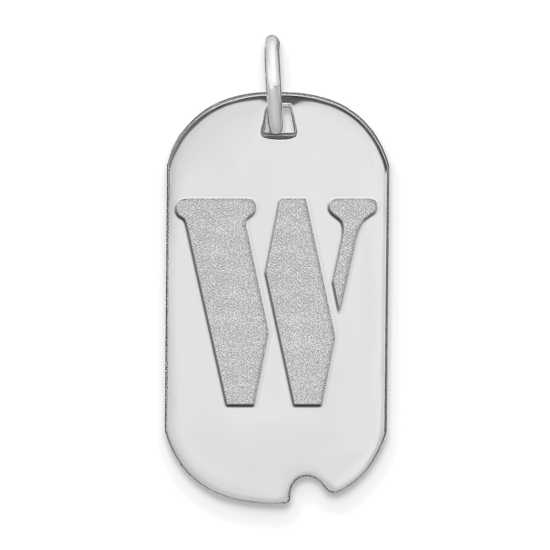 14kw Polished Letter W Initial Dog Tag Pendant