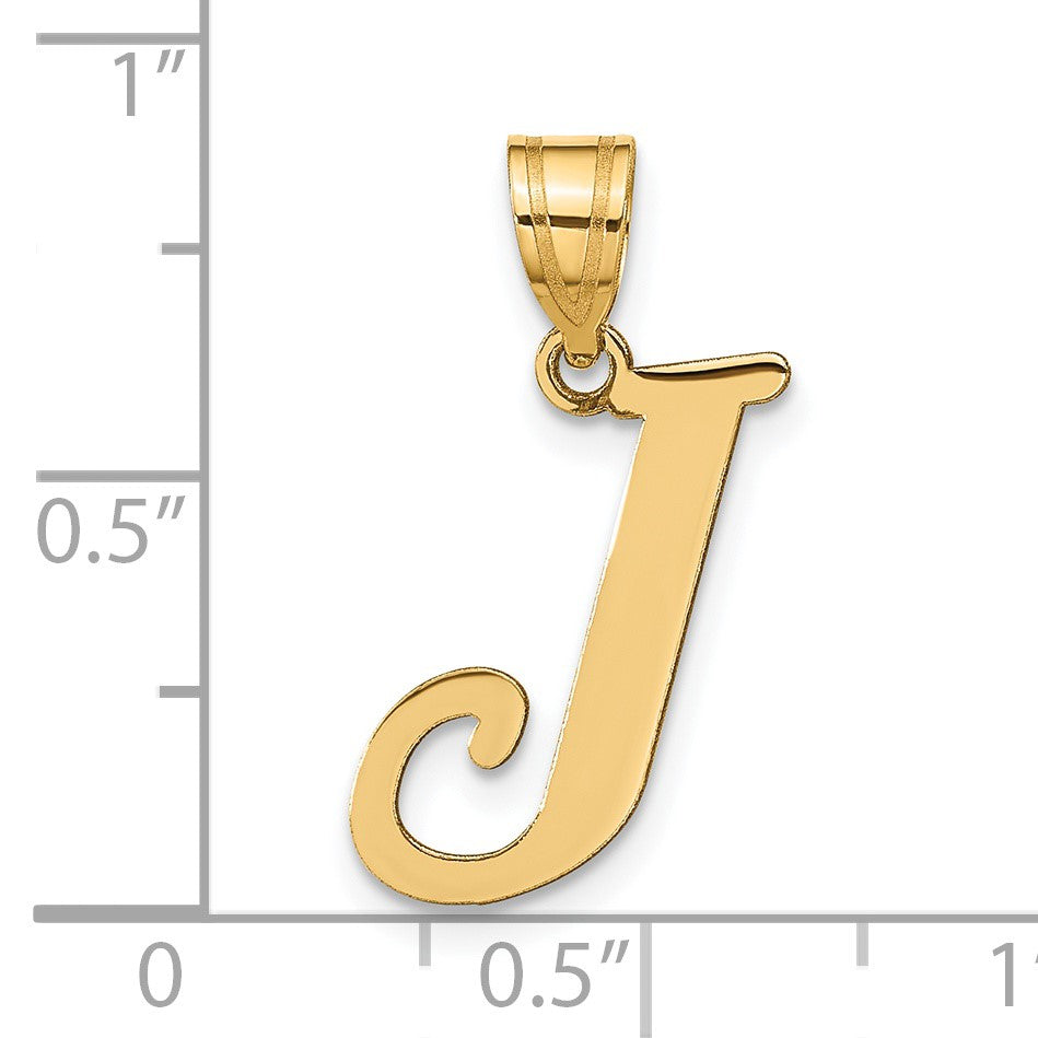 14k Polished Letter J Initial Pendant