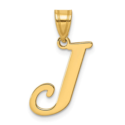 14k Polished Letter J Initial Pendant