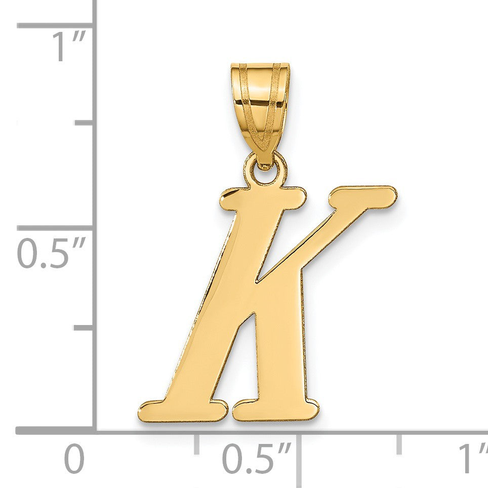 14k Polished Letter K Initial Pendant