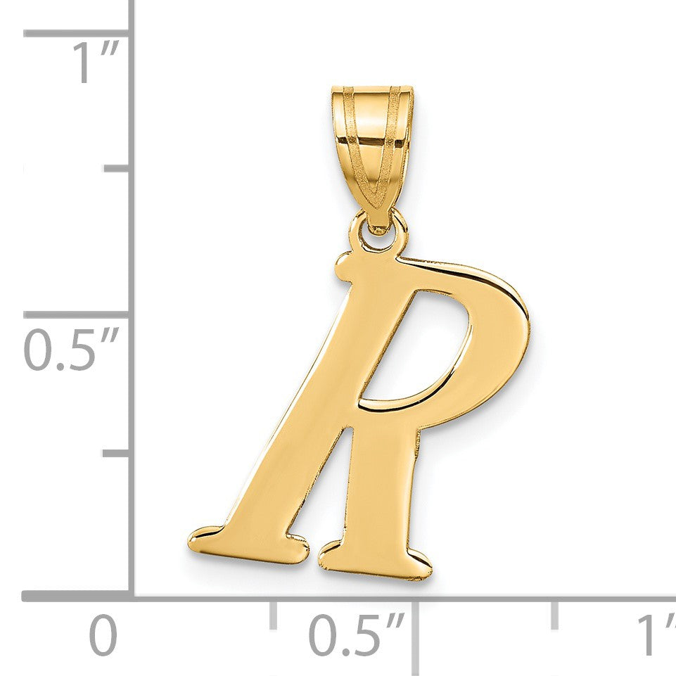 14k Polished Letter R Initial Pendant