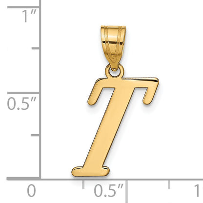 14k Polished Letter T Initial Pendant