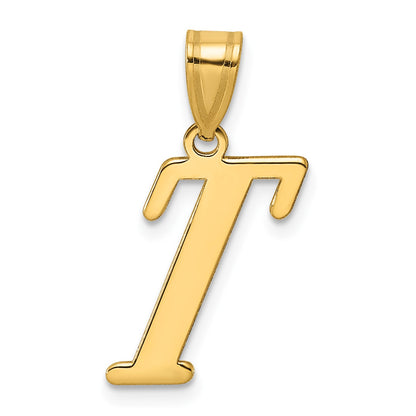 14k Polished Letter T Initial Pendant