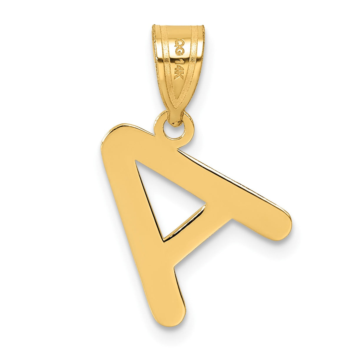 14k Polished Bubble Letter A Initial Pendant