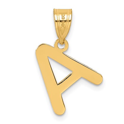 14k Polished Bubble Letter A Initial Pendant
