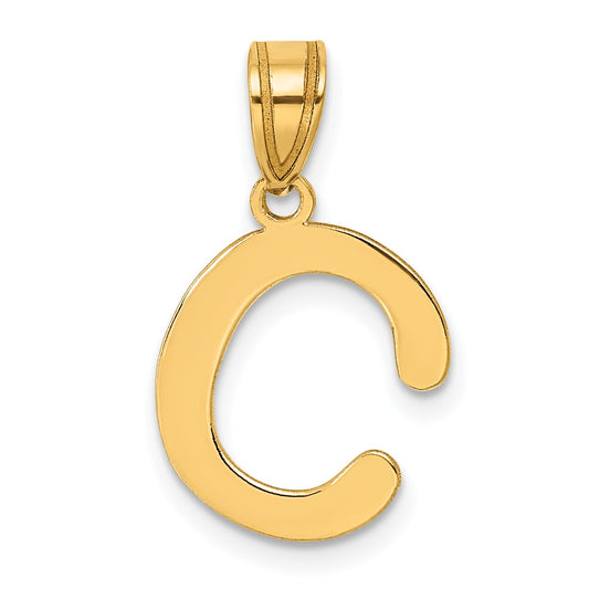 14k Polished Bubble Letter C Initial Pendant