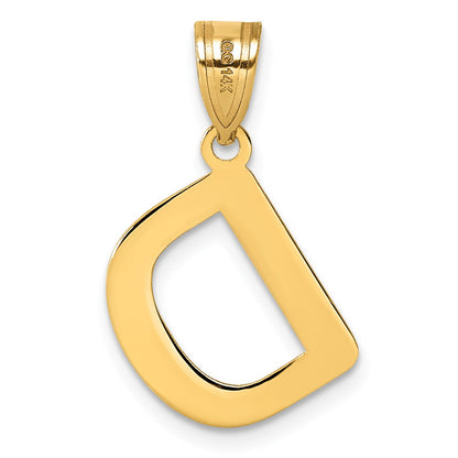 14k Polished Bubble Letter D Initial Pendant