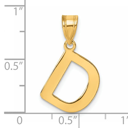 14k Polished Bubble Letter D Initial Pendant