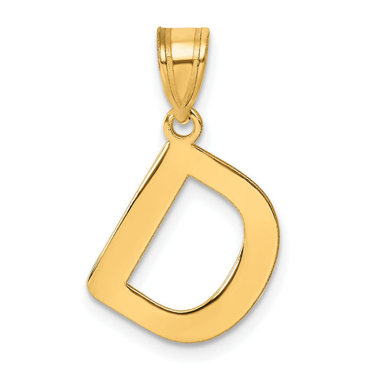 14k Polished Bubble Letter D Initial Pendant