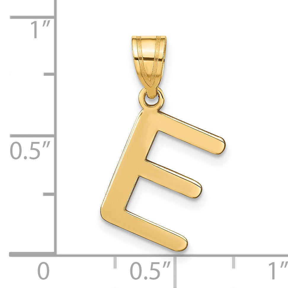 14k Polished Bubble Letter E Initial Pendant