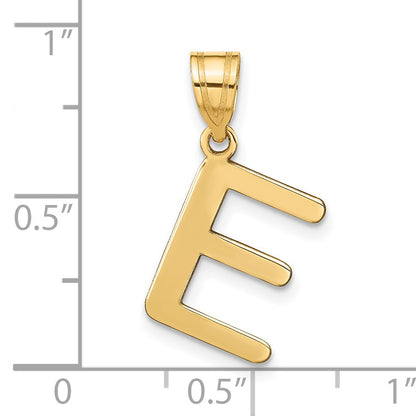 14k Polished Bubble Letter E Initial Pendant