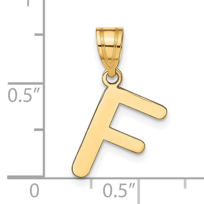 14k Polished Bubble Letter F Initial Pendant