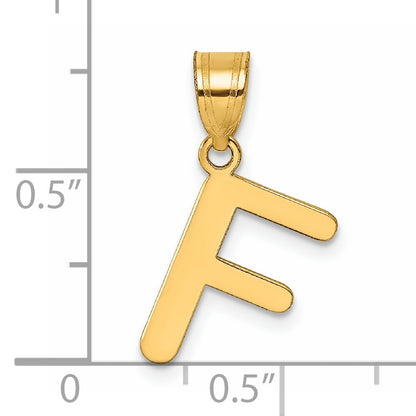 14k Polished Bubble Letter F Initial Pendant
